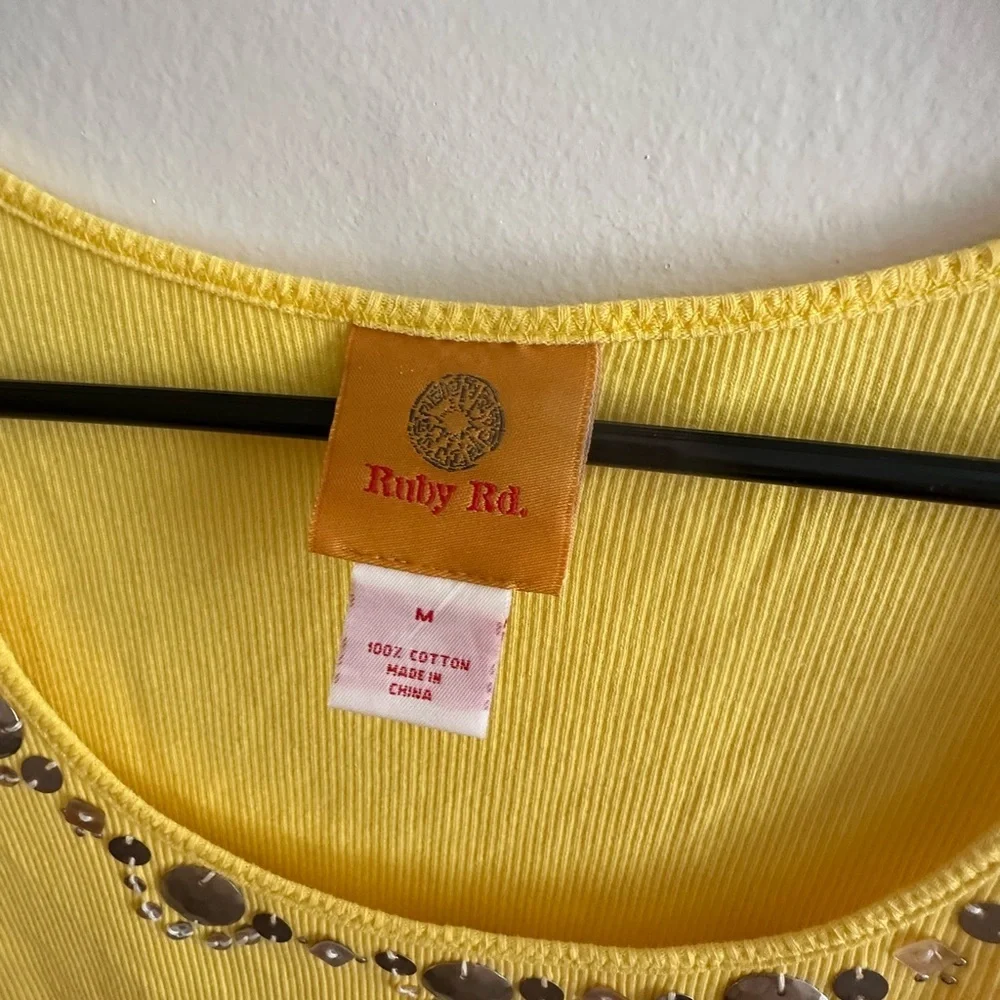 Ruby Rd. Yellow Embellished Tank Top - Picture 2 of 4